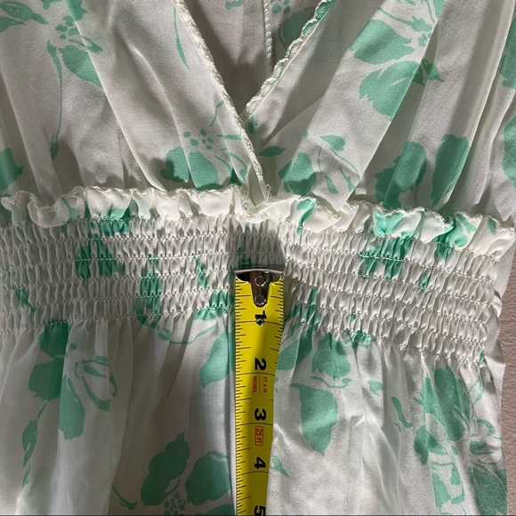 VTG Dress Mint Green Floral Flowers Ruffle Like New Vintage Lightweight - Picture 13 of 16